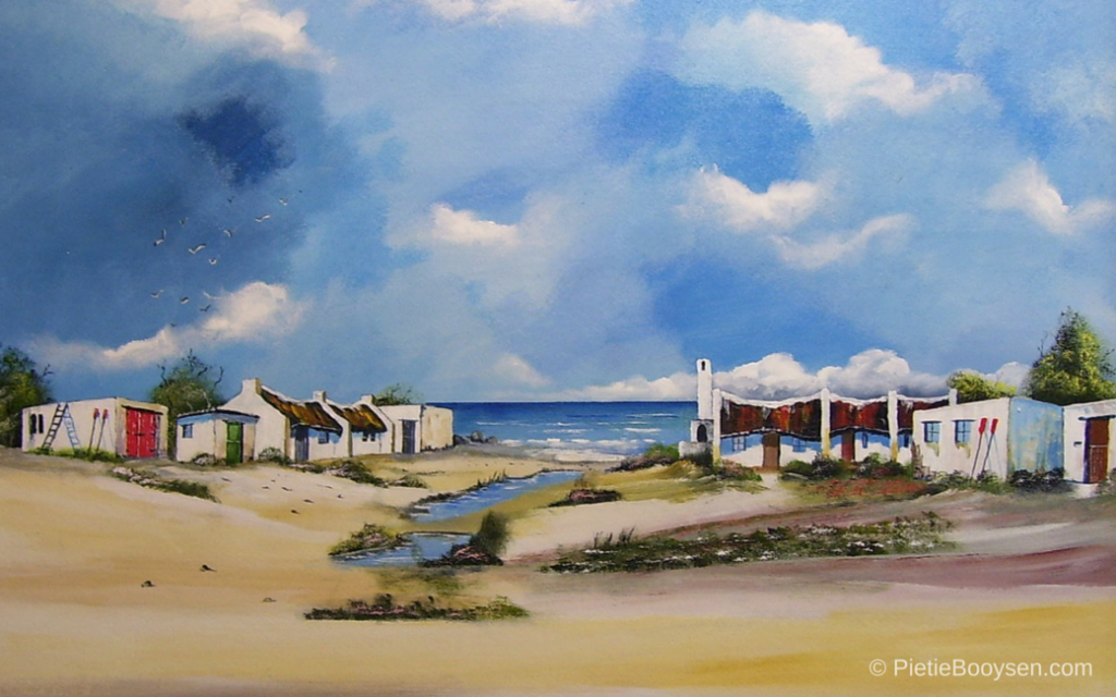 Fishermen's cottages along the beach by Pietie Booysen